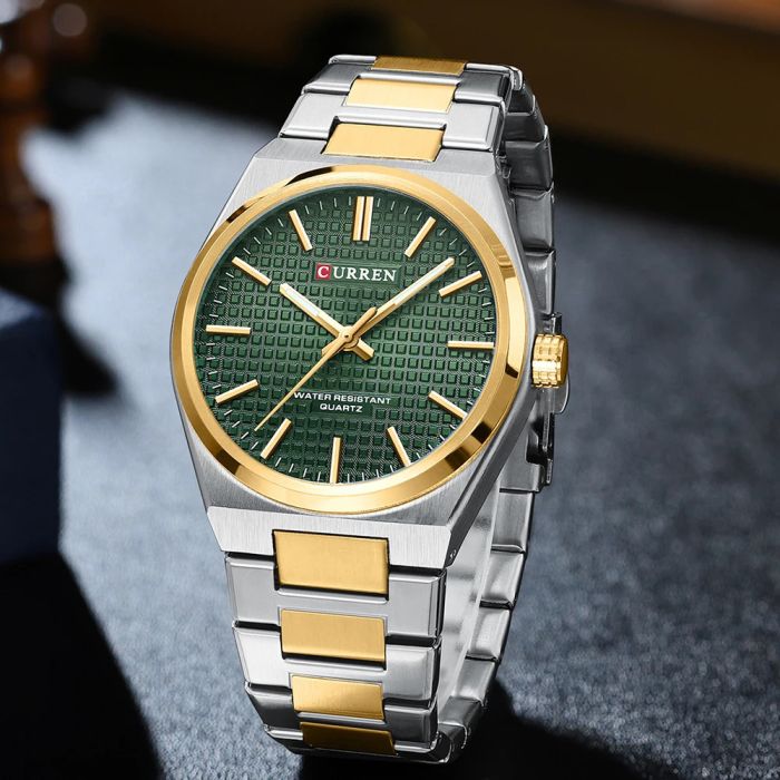 Curren 8439 Silver-Gold-Green
