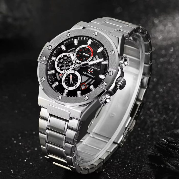 Forsining 6914 Silver-Black Steel