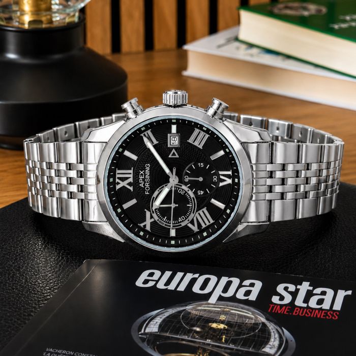 Forsining 8304 Silver-Black Steel
