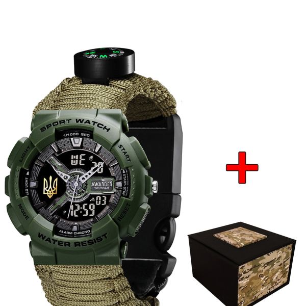 Awarder 005P Тризуб золото Army Green Паракордовий ремінець Army Green + Коробка.