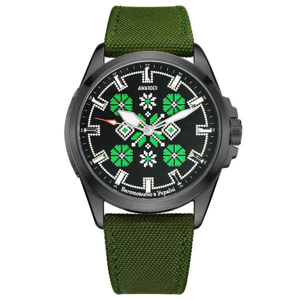 Awarder Embroidery Black-Green Green  Battery 10ATM