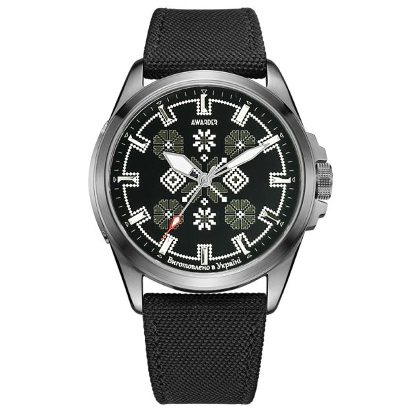  Awarder Embroidery Silver-Army Green Black Battery 10ATM