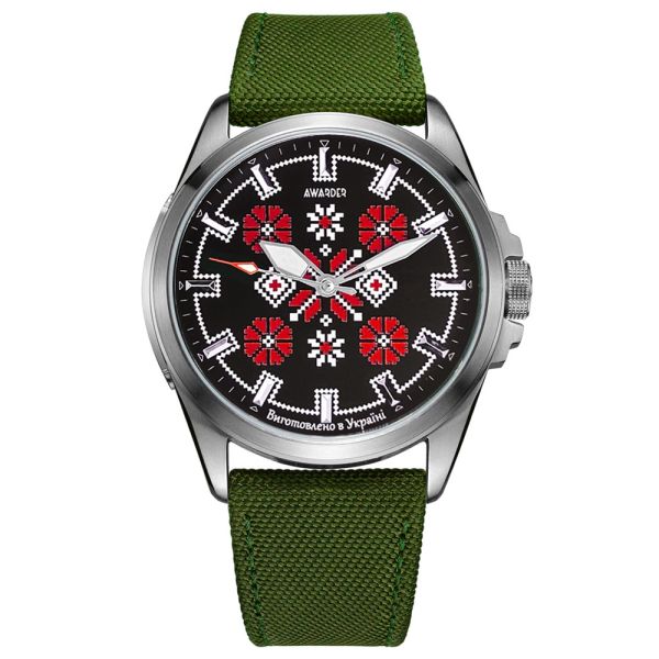 Awarder Embroidery Silver-Red Green  Battery 10ATM