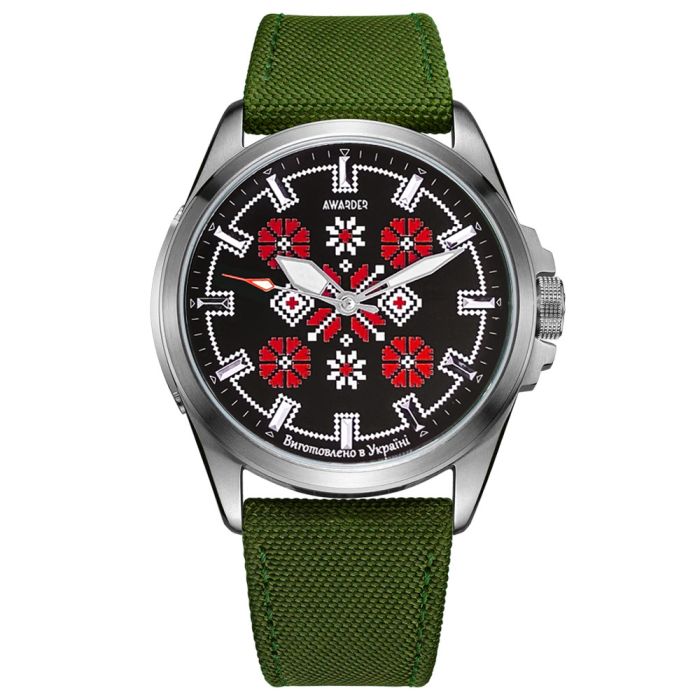 Awarder Embroidery Silver-Red Green  Battery 10ATM