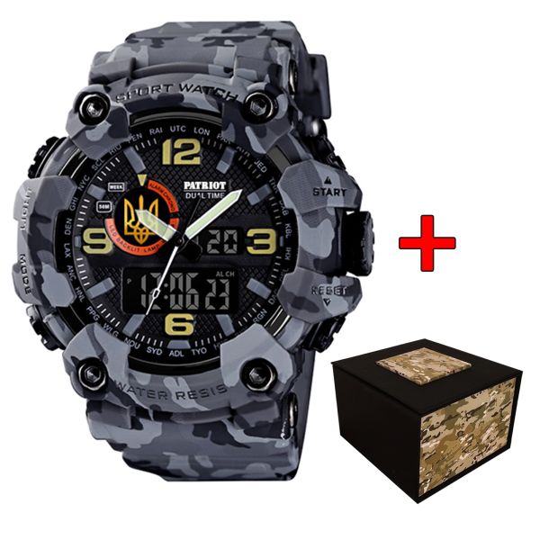 Patriot 002CMGYUAGD Тризуб золото Сірий камуфляж + Коробка.