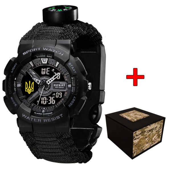 Patriot 005 Тризуб золото Black Паракордовий ремінець Black + Коробка