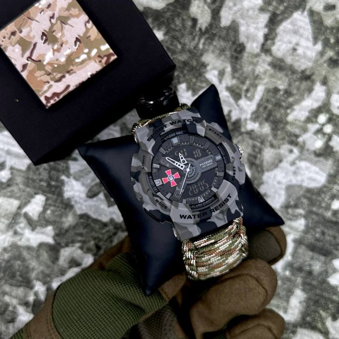 Patriot 005CMGYSU ЗСУ Сірий камуфляж Паракордовий ремінець Camo Green + Коробка.