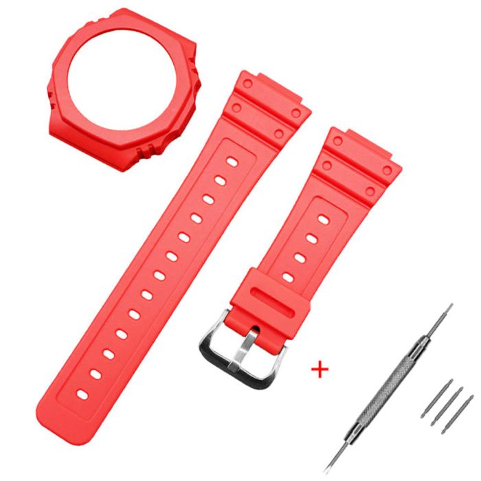 Ремешок + безель (рант) для Casio G-Shock GA-2100 Red SI