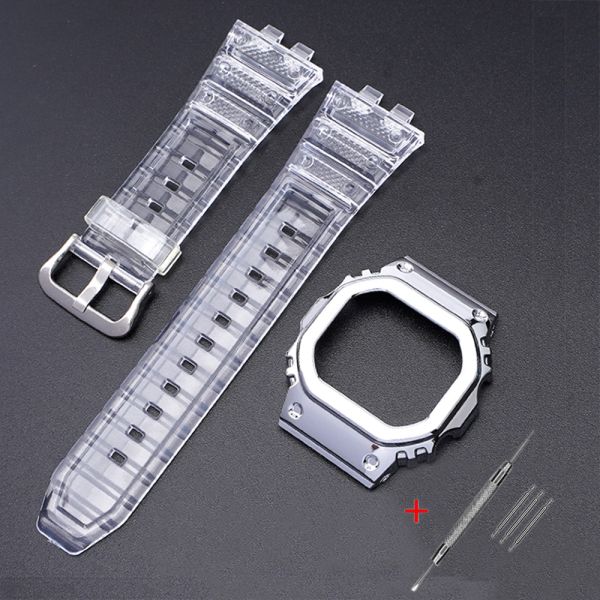 Ремешок + безель (рант) для Casio G-Shock GMW-B5000 Transp Silver SI