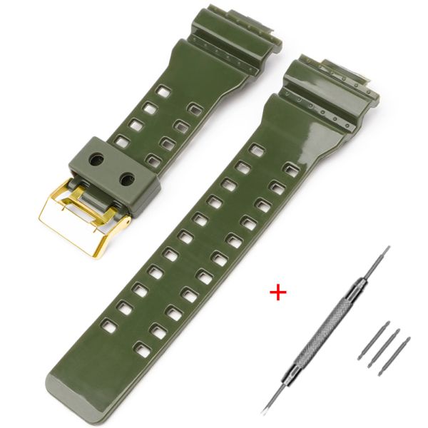 Ремешок для Casio G-Shock GA-100/110/120 Army Green-Glossy GD