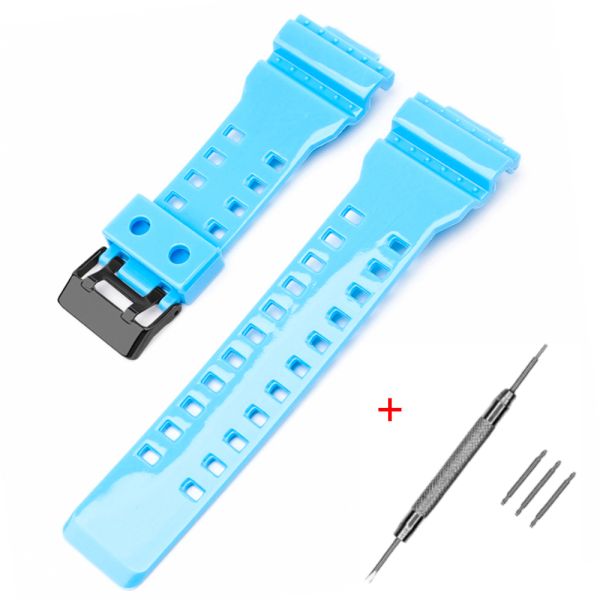Ремешок для Casio G-Shock GA-100/110/120 Light Blue-Glossy BK