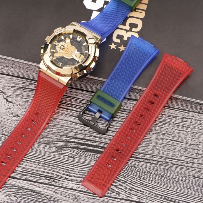 Ремешок для Casio G-Shock GA-100/110 Transl-Red-Blue GD