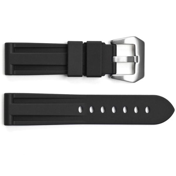 Ремешок для часов 3001 Silicone Black-Silver 24 мм.
