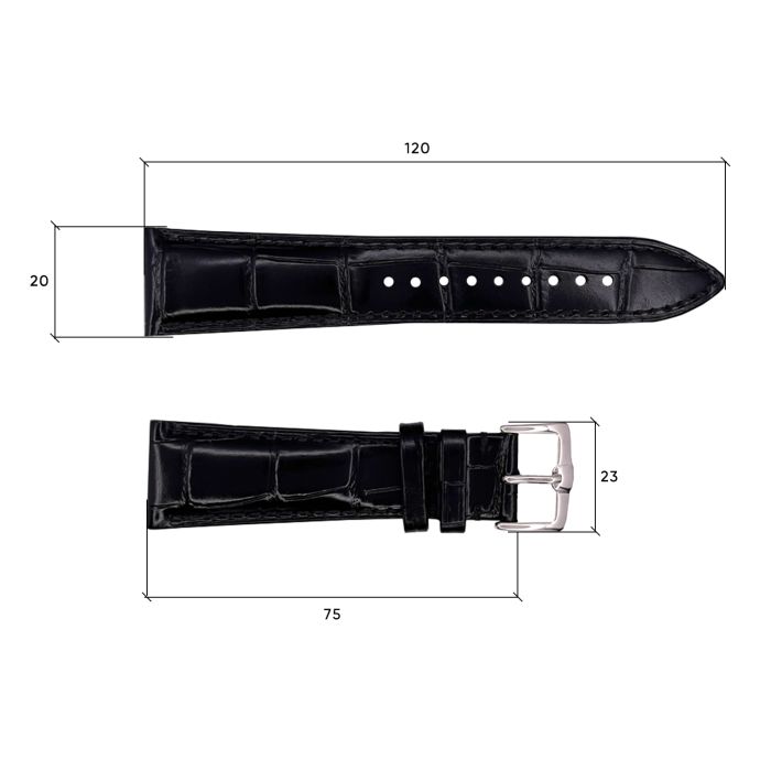 Кожаный ремешок Premium 20х18 мм. Black