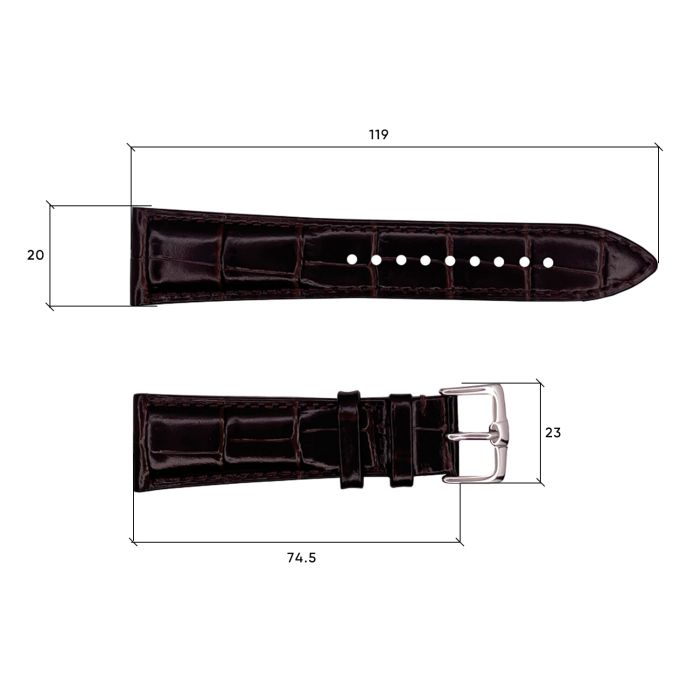 Кожаный ремешок Premium 20х18 мм. Brown