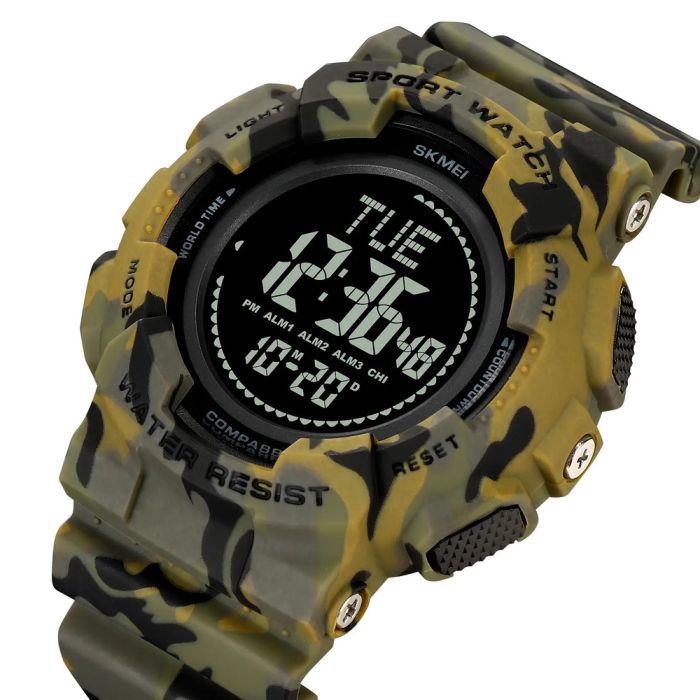 Skmei 2077AGCM Army Green Camo+Compass STOPPED