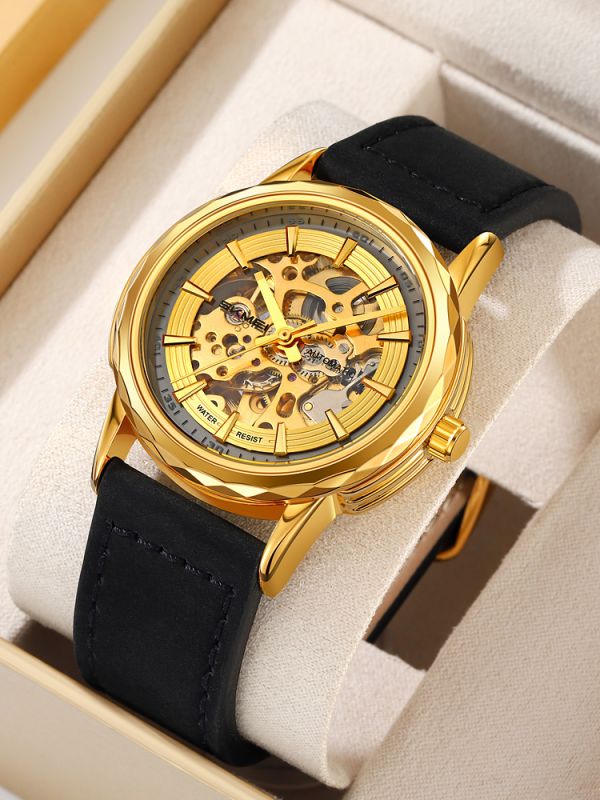 Skmei M035LGDBK Gold-Black Leather