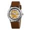 Skmei M035LSIDKBN Silver-Dark Brown Leather