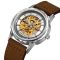 Skmei M035LSIDKBN Silver-Dark Brown Leather