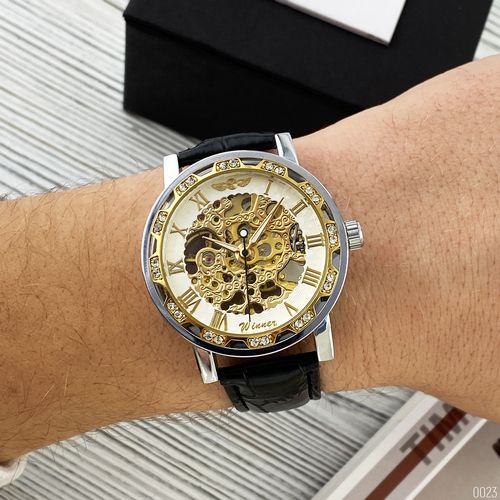 Winner 8012 Diamonds Automatic Black-Silver-Gold-White